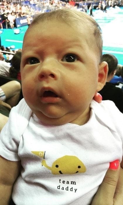 Boomer supported his Olympian father wearing a "team Daddy" shirt.
<br>
Photo: Instagram/@boomerrphelps