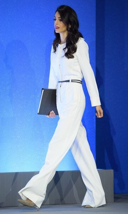 Amal Clooney white suit 