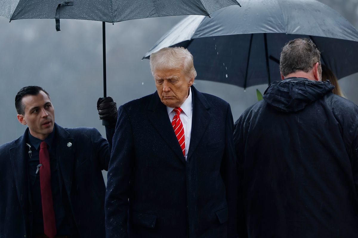 President-Elect Donald Trump visits Section 60 in Arlington National Cemetery on January 19, 2025 in Arlington, Virginia.  Trump will be sworn in as the 47th president of the United States on January 20 in a rare indoor ceremony. 