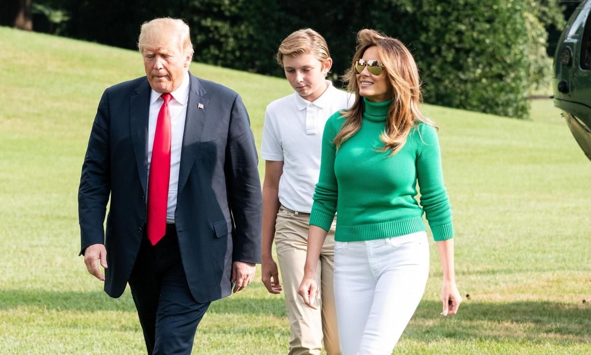 President Donald Trump, First Lady Melania Trump, and Barron