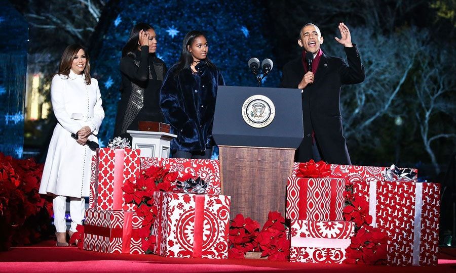 December 2016: The youngest first daughter was bundled up in a furry blue coat for the 94th annual National Christmas Tree Lighting Ceremony on the Ellipse in President's Park.
Photo: Paul Morigi/Getty Images