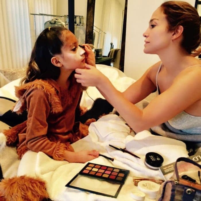 Jennifer Lopez put her glam skills to the test to turn her nine-year-old daughter Emme into a fox for Halloween. The <i>Shades of Blue</i> actress wrote on Instagram, "Mama makeup duties...#happyhalloween"
She also showed off her son in another photo in his superhero costume.
Photo: Instagram/@jlo