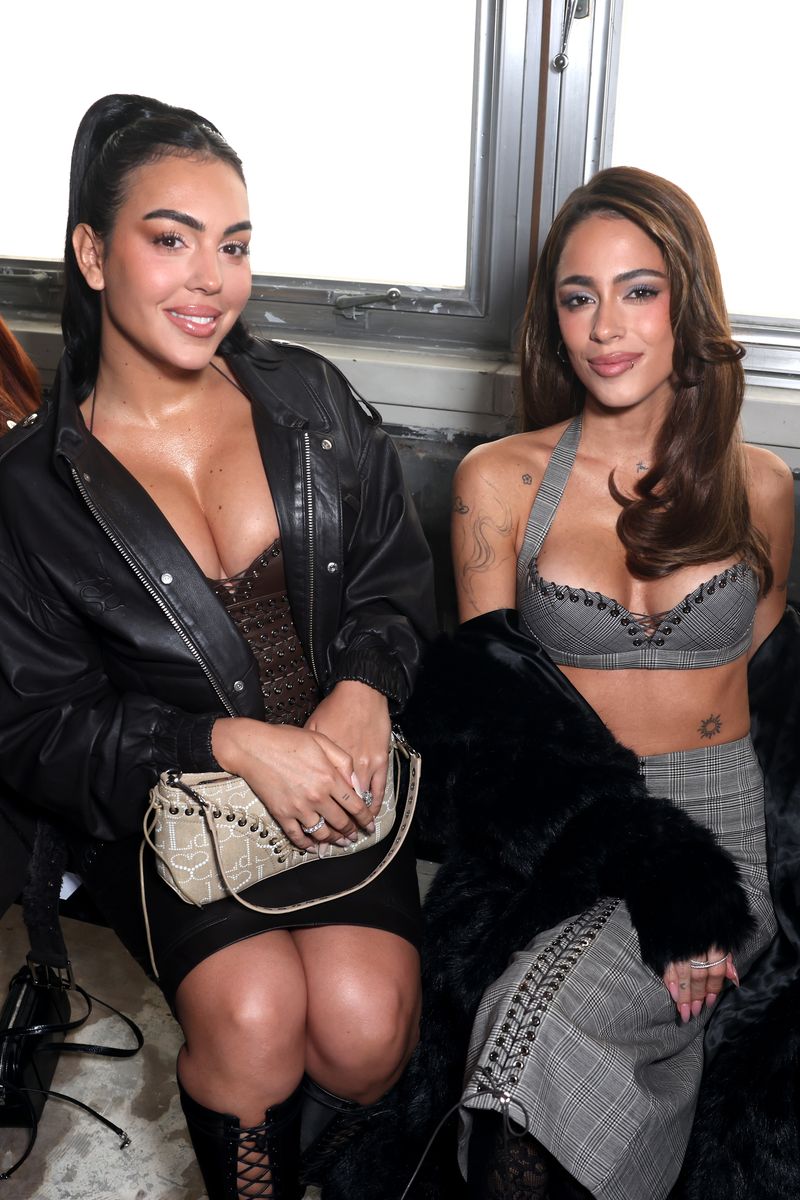 Georgina Rodriguez and Tini Stoessel attend the Ludovic de Saint Sernin Womenswear Fall/Winter 2025-2026 show as part of Paris Fashion Week on March 08, 2025 in Paris, France. 