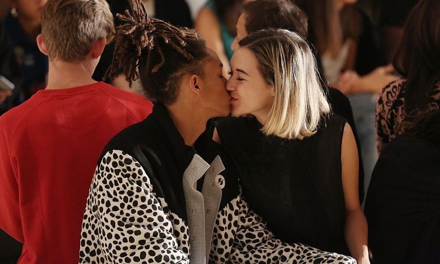 Runway PDA! Jaden Smith shared a kiss with Sarah Snyder at the Gypsy Sport fashion show during Spring 2016 MADE Fashion Week at Milk Studios.
Photo: Mireya Acierto/Getty Images