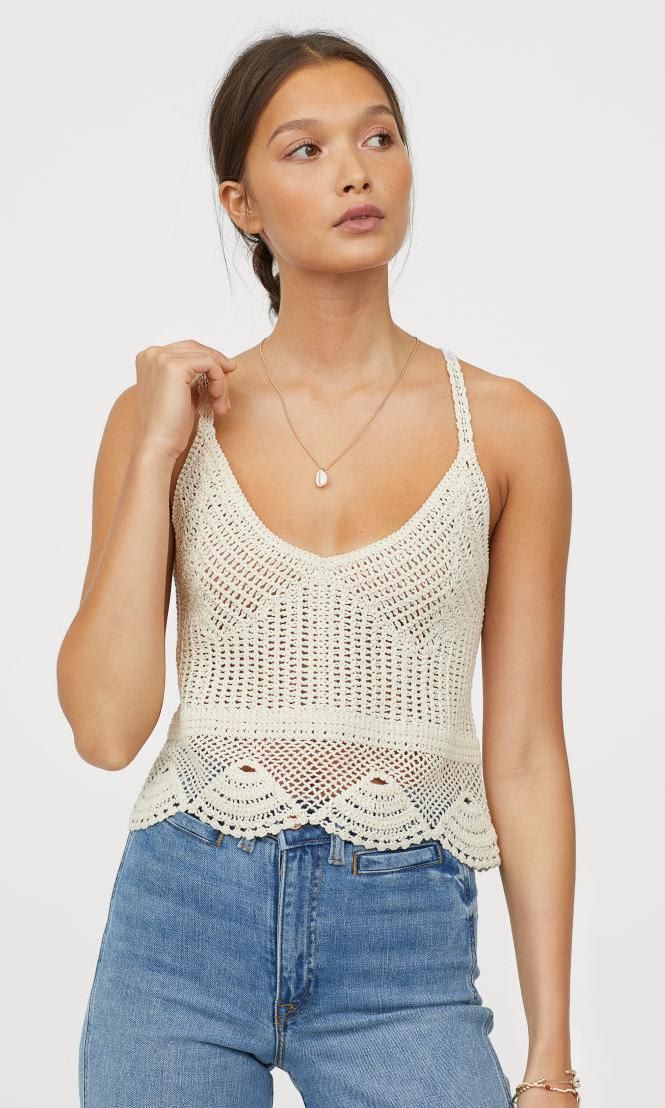 Crocheted Camisole Top blanco