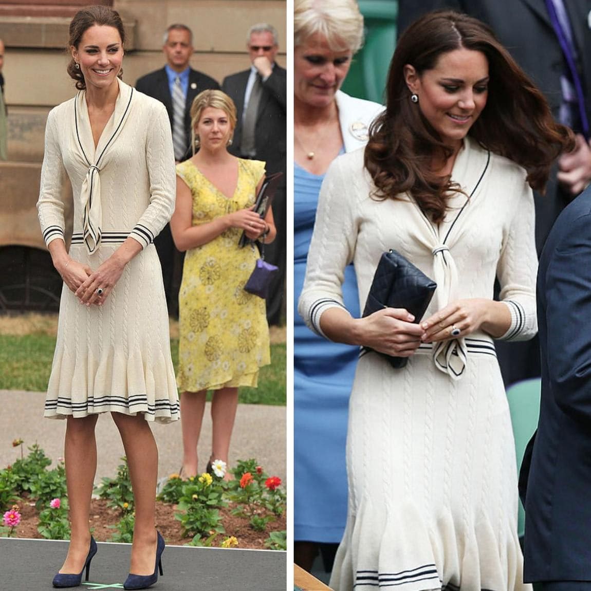 Kate Middleton in an Alexander McQueen sweater dress in 2011 and 2012