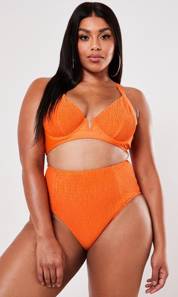 Orange bikini from Missguided with a halter top and high-waisted bottom