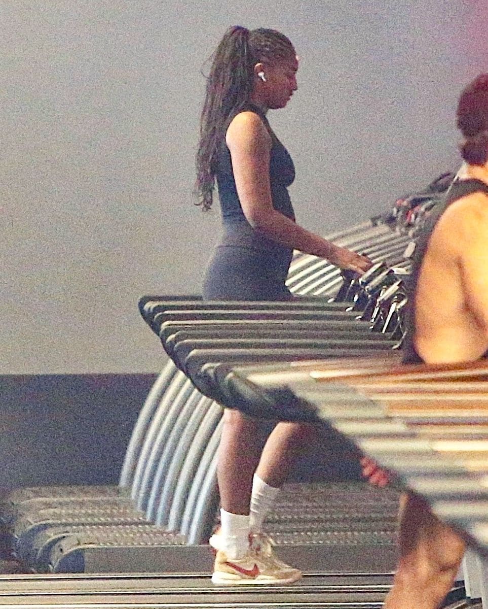 Sasha Obama is seen leaving a gym in Los Angeles, CA, showcasing her significant weight loss and toned abs. 