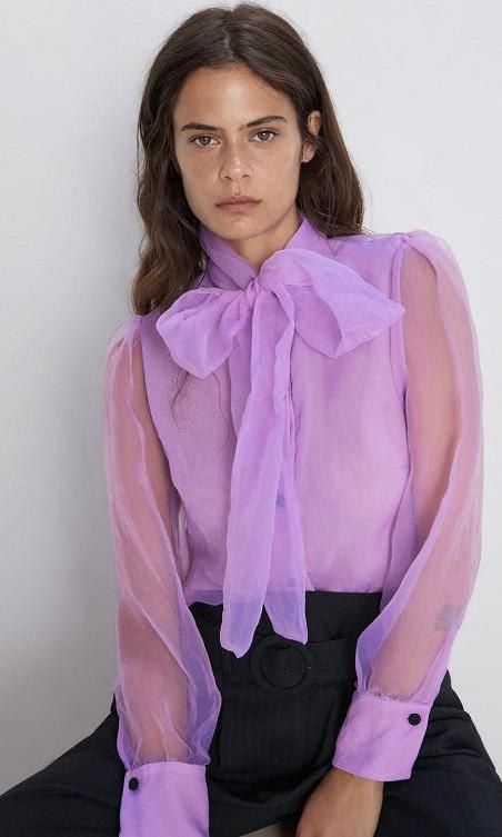 Organza Blouse With Tie by Zara