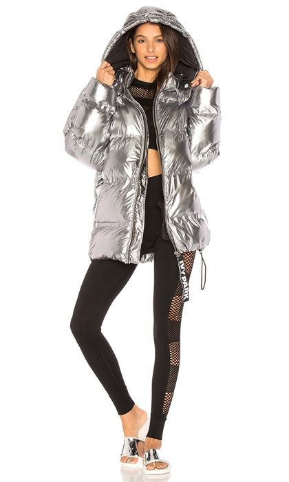 silver puffer jacket