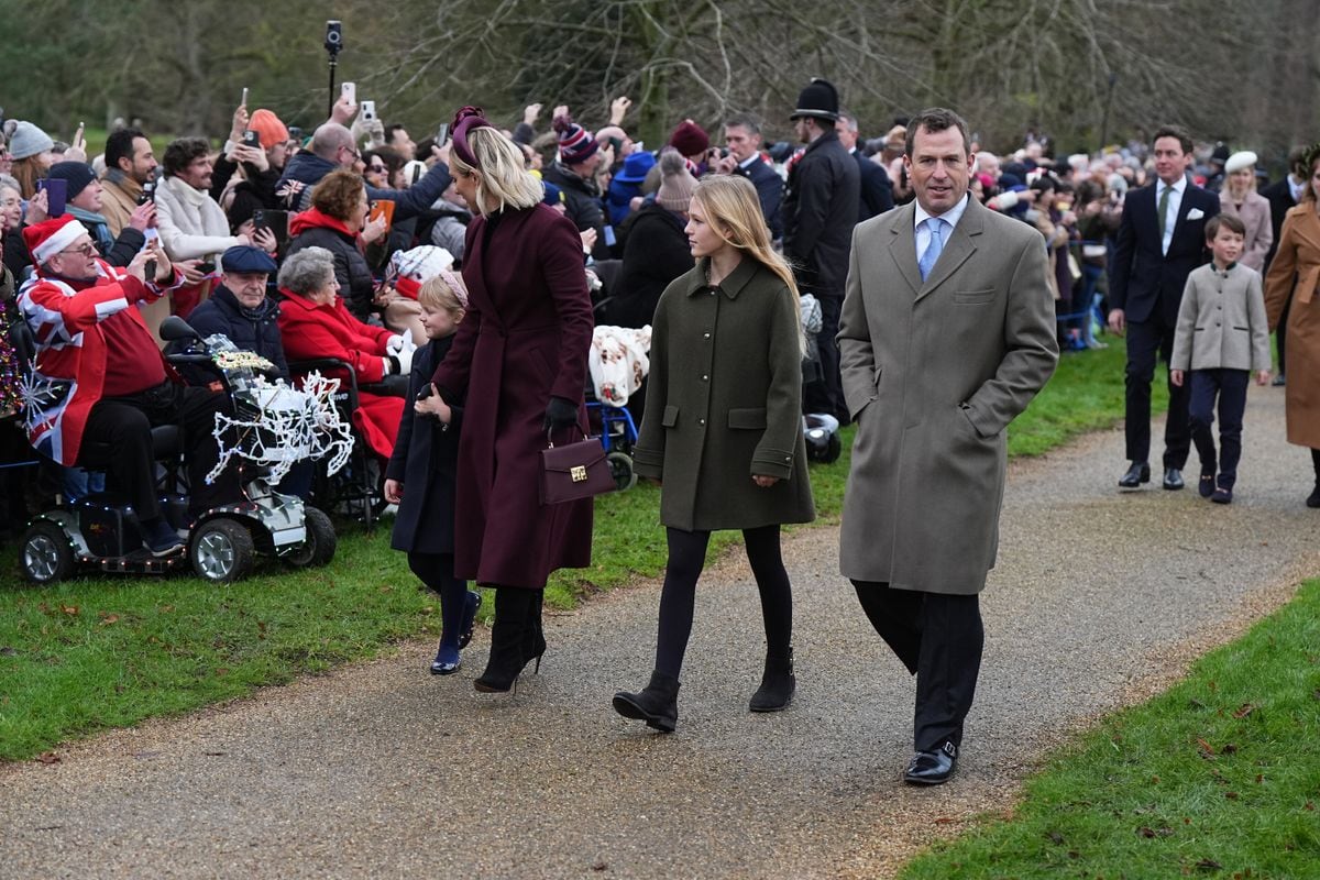 Zara Tindall and Peter Phillips attending the Christmas Day morning church service at St Mary Magdalene Church in Sandringham, Norfolk. Picture date: Wednesday December 25, 2024. (Photo by Aaron Chown/PA Images via Getty Images)