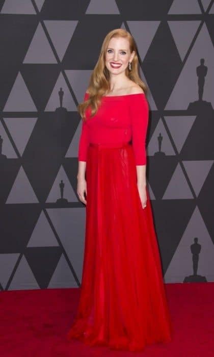 Red hot Jessica Chastain looked ravishing as she brought her style A-game to the event. The 40-year-old stunner, who presented during the show, rocked an off-the-shoulder Alexander McQueen gown that was complimented by her hair and lipstick.
Photo: VALERIE MACON/AFP/Getty Images