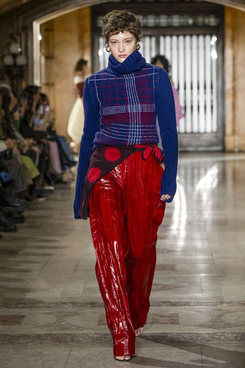 A model walks the runway during the Prabal Gurung Ready to Wear Fall/Winter 2025-2026 fashion show as part of the New York Fashion Week