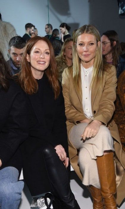 Julianne Moore and Gwyneth Paltrow were cozy in the front row of Calvin Klein.
Photo: Getty Images