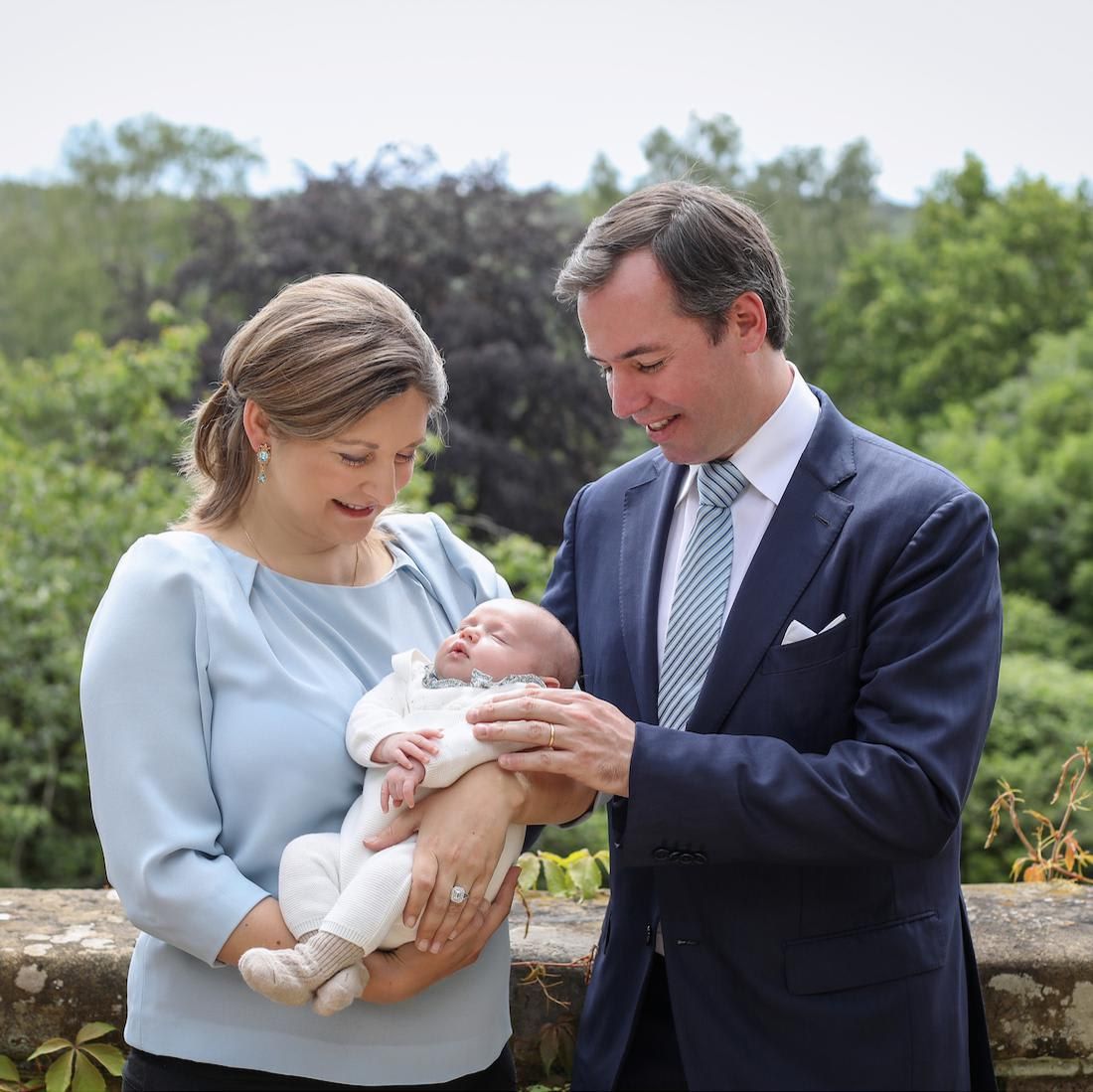 Hereditary Grand Duke Guillaume with his wife Hereditary Grand Duchess Stephanie with their son Prince Charles of Luxembourg