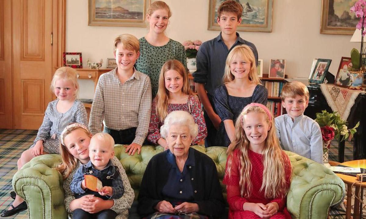  A photo of Queen Elizabeth with eight of her great grandchildren and two of her grandchildren was released on what would have been her 97th birthday