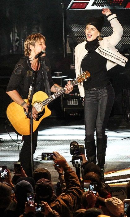 Nicole Kidman joined her husband Keith Urban on stage during Jack Daniel's Music City Midnight New Year's Eve Celebration in Nashville, Tennessee.
Photo: Terry Wyatt/Getty Images