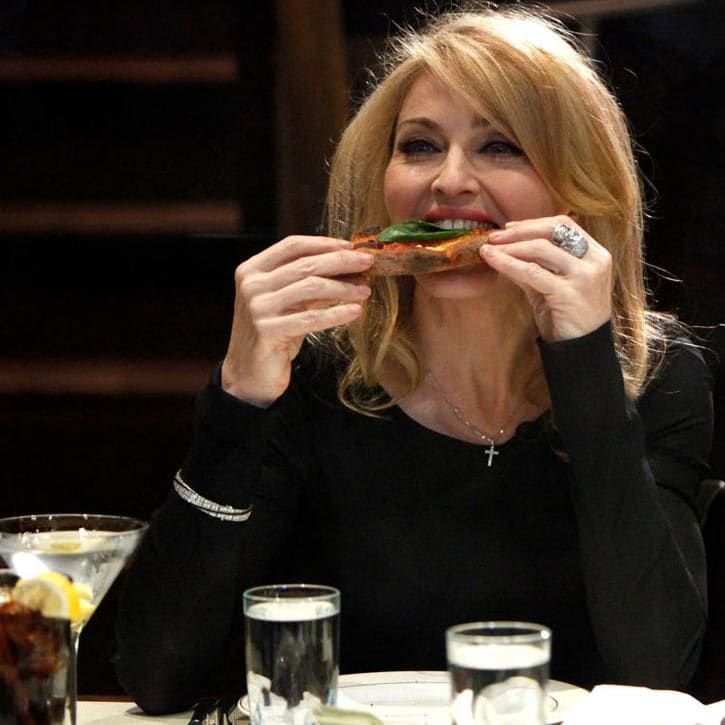Madonna eating pizza