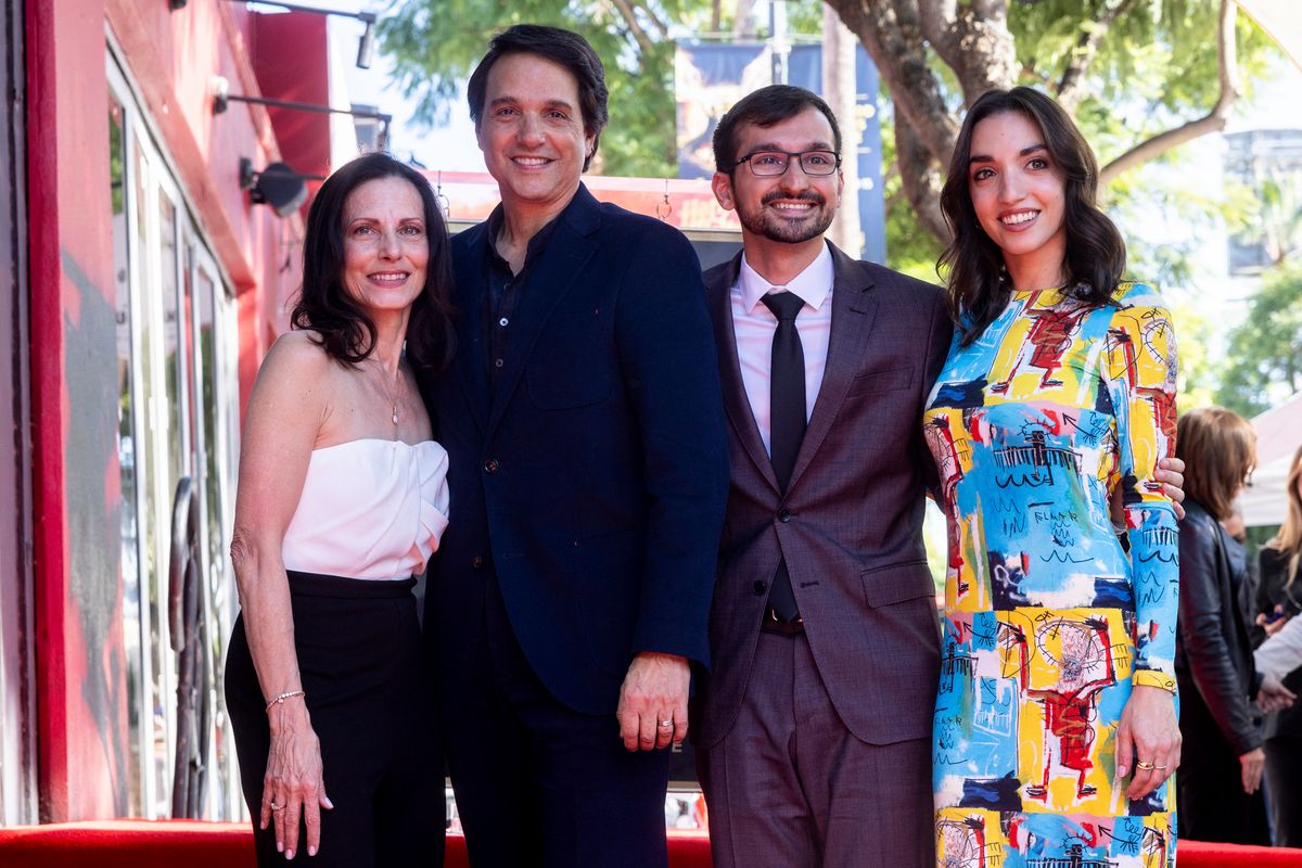 Ralph Macchio, Phyllis Fierro, Julia Macchio, and Daniel Macchio pose during the Hollywood Walk of Fame ceremony honoring Macchio