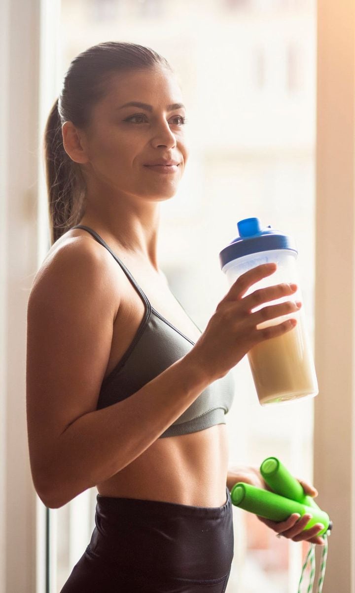 Woman drinking protein shake