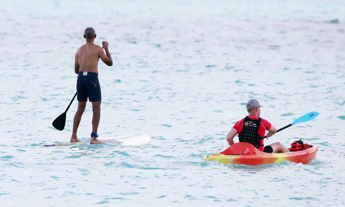 Barack Obama shirtless in Hawaii