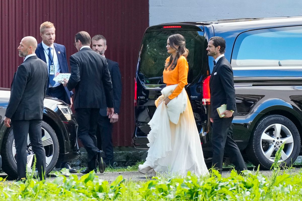 Princess Sofia of Sweden is seen outside the wedding tent after the wedding ceremony of Princess Martha Louise and Durek Verrett on August 31, 2024. Princess Martha Louise, the eldest child of King Harald will tie the knot on Saturday with American self-proclaimed shaman Durek Verrett. (Photo by Heiko Junge / NTB / AFP) / Norway OUT (Photo by HEIKO JUNGE/NTB/AFP via Getty Images)