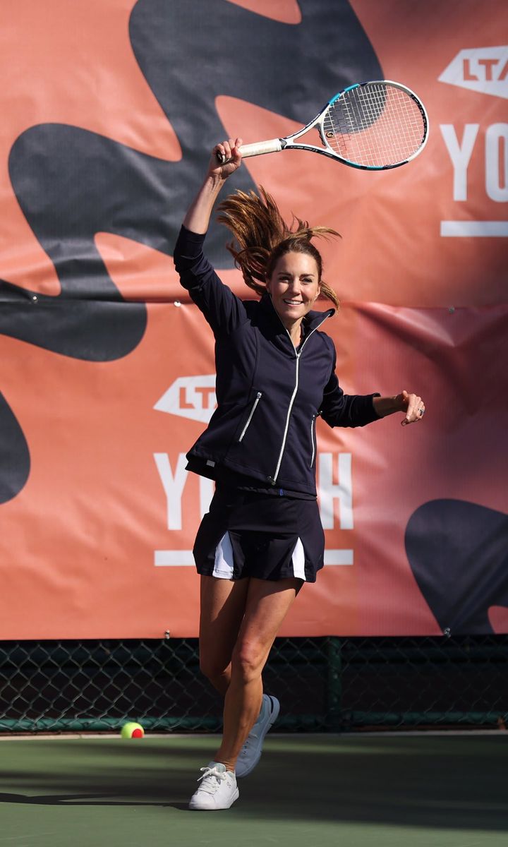 The Duchess of Cambridge hit the court with tennis champions on Sept. 24