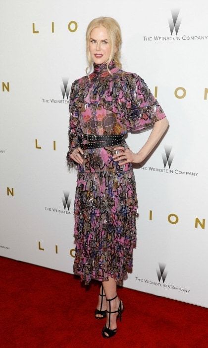 November 16: Nicole Kidman stunned in a multi-colored frock dress by Rodarte during the premiere of her new film <i>Lion</i> in NYC.
Photo: Taylor Hill/FilmMagic