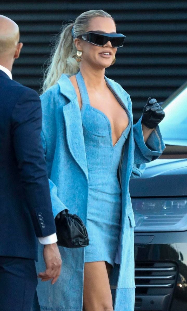 Khloé Kardashian wears all denim ensemble for Good American X Revolve event