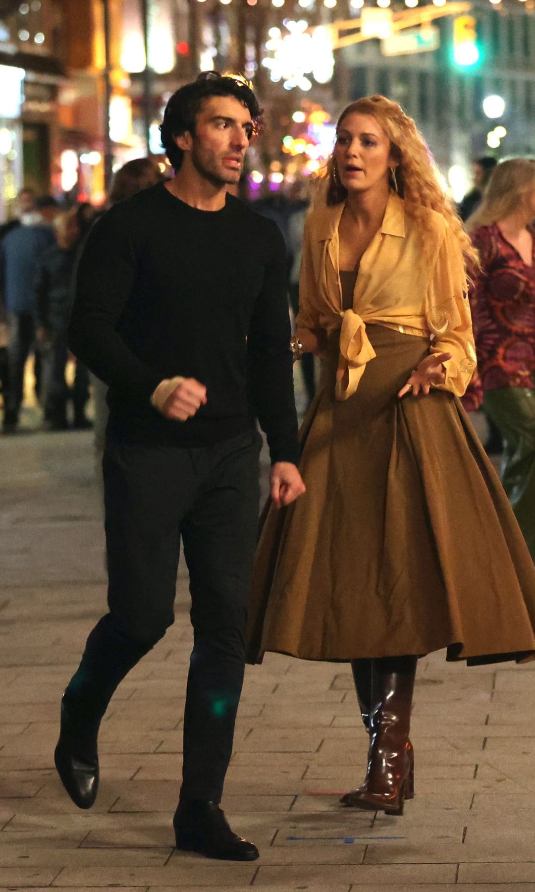 Justin Baldoni and Blake Lively are seen on the set of 'It Ends with Us' 