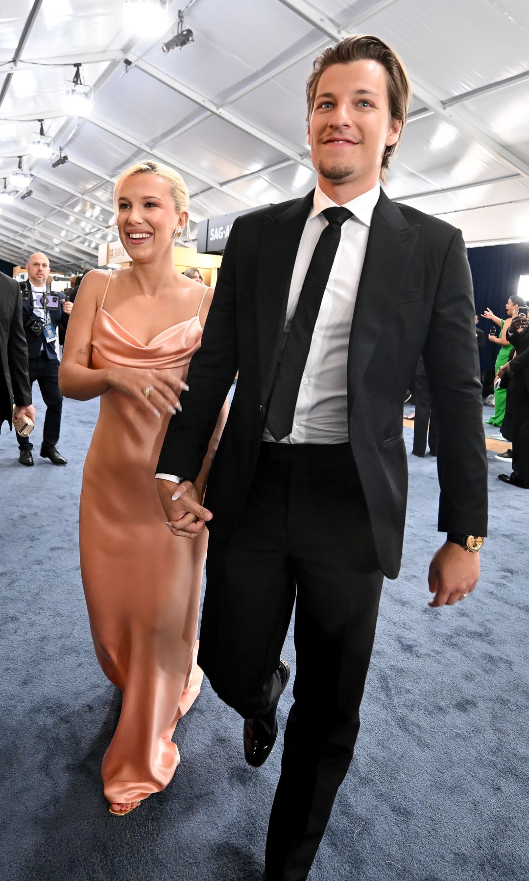 Millie Bobby Brown arrived at the 31st Screen Actors Guild Awards with her husband Jake Bongiovi.