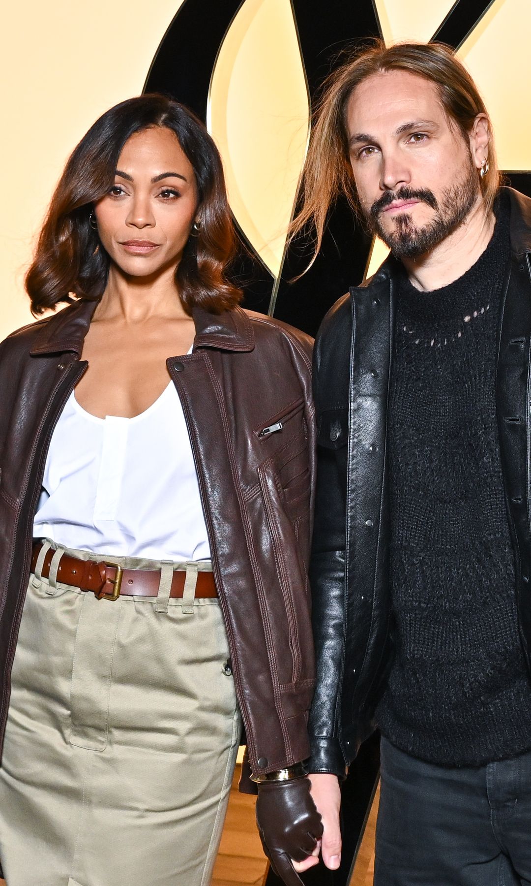 Zoe Saldaña wears sky-high platform heels in Paris and shares sweet moment with Marco Perego