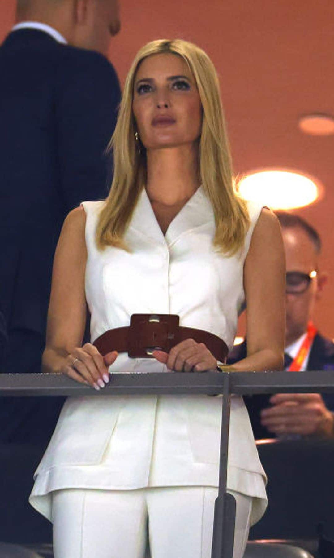 Donald Trump and Ivanka Trump at Super Bowl 2025 in a VIP suite at Caesars Superdome.