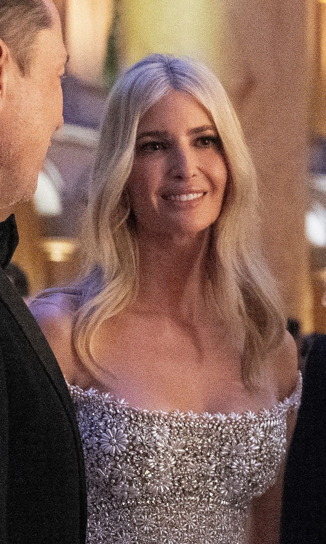 Ivanka Trump dazzles in crystal and pearl embroidered gown on the eve of her father's inauguration