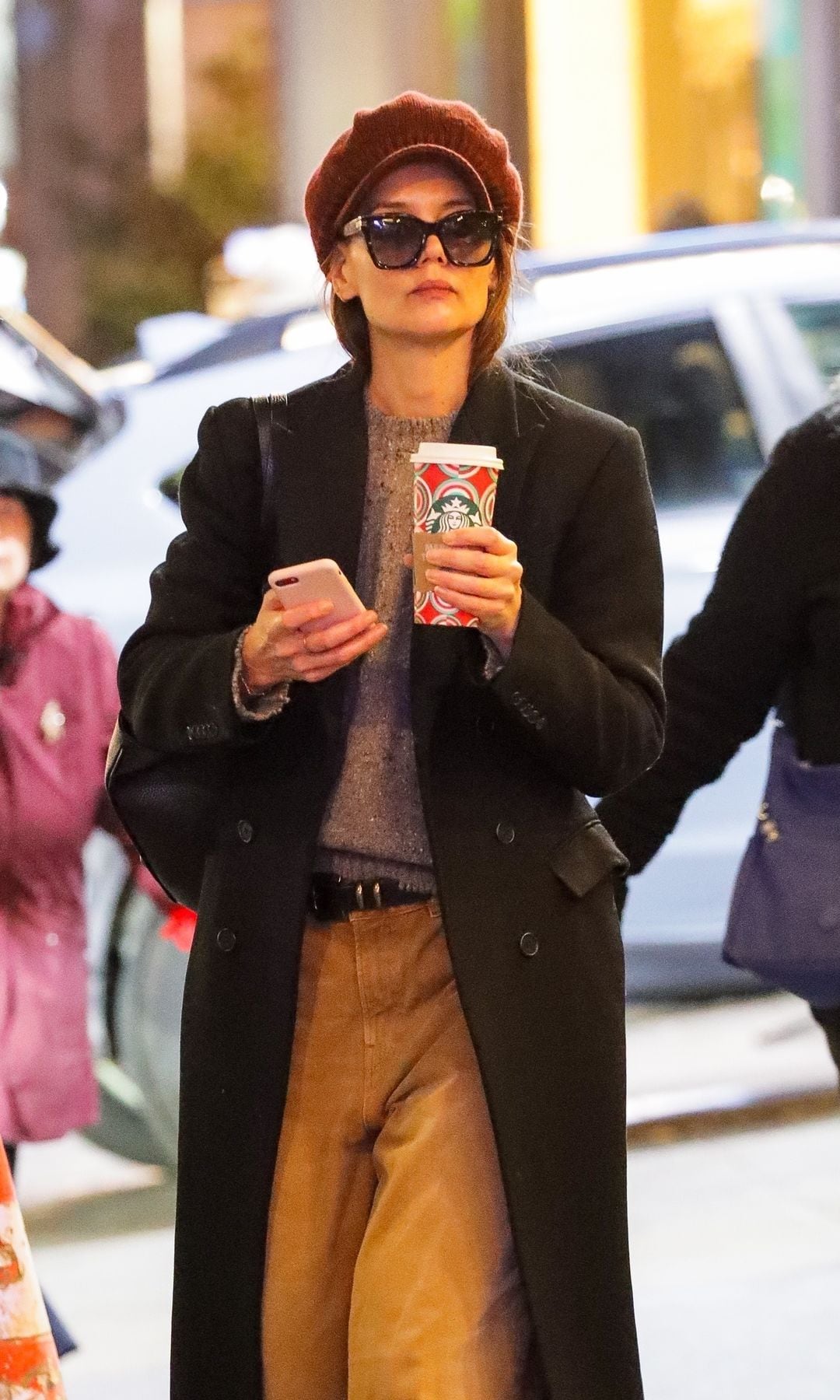 Katie Holmes masters 70s casual chic with a cozy winter look