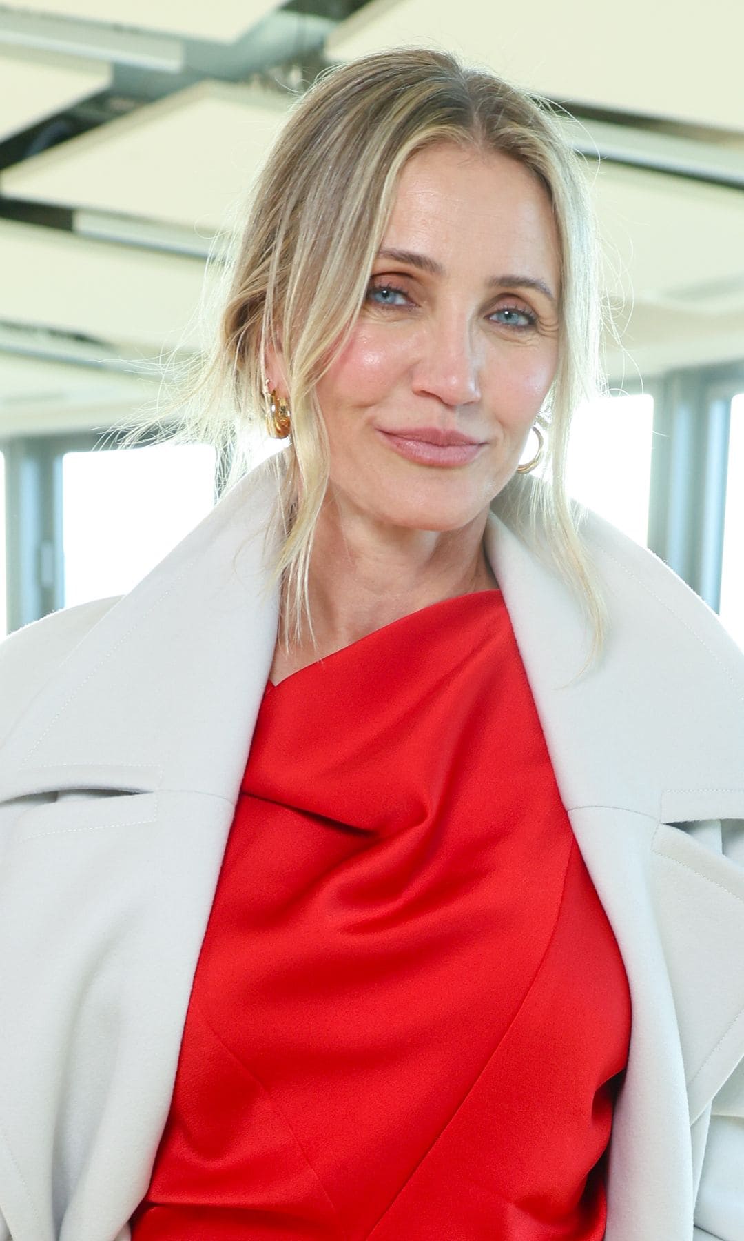 Cameron Diaz makes Paris Fashion Week comeback in red satin dress