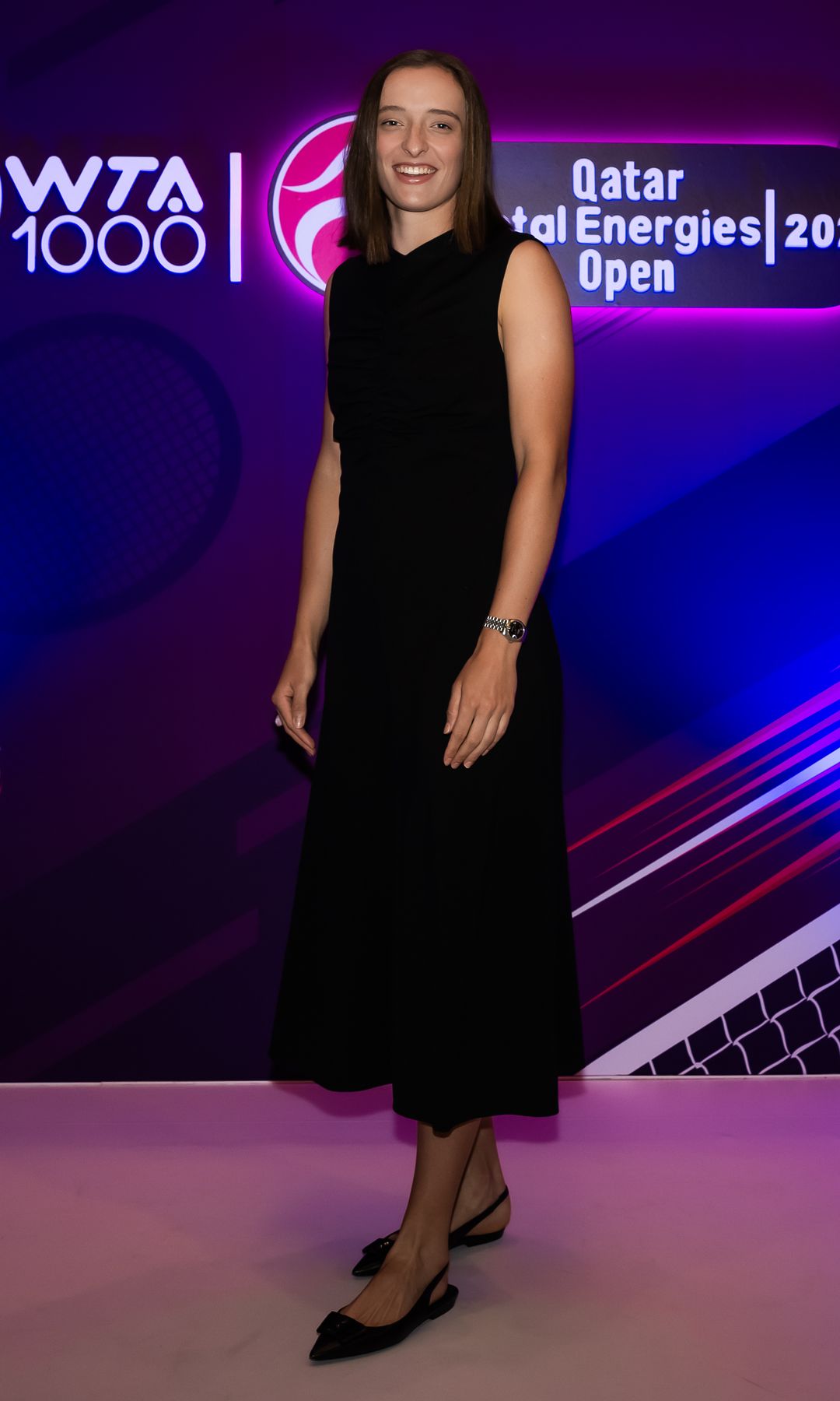 Iga Swiatek of Poland arrives at the official Players Party on Day One of the Qatar TotalEnergies Open, part of the Hologic WTA Tour at Khalifa International Tennis and Squash Complex on February 09, 2025 in Doha, Qatar 