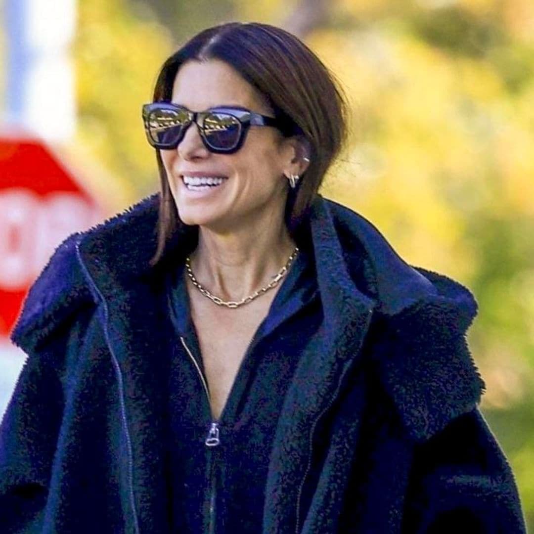 Sandra Bullock looks cozy and happy following the tragic loss of Bryan Randall