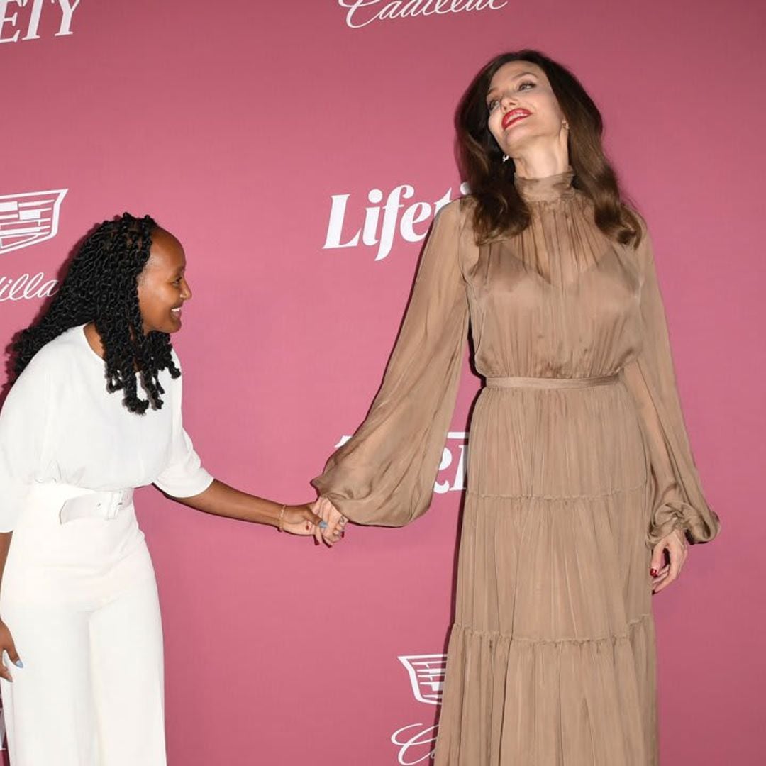 Angelina Jolie and her daughter Zahara adorably posed on a red carpet together