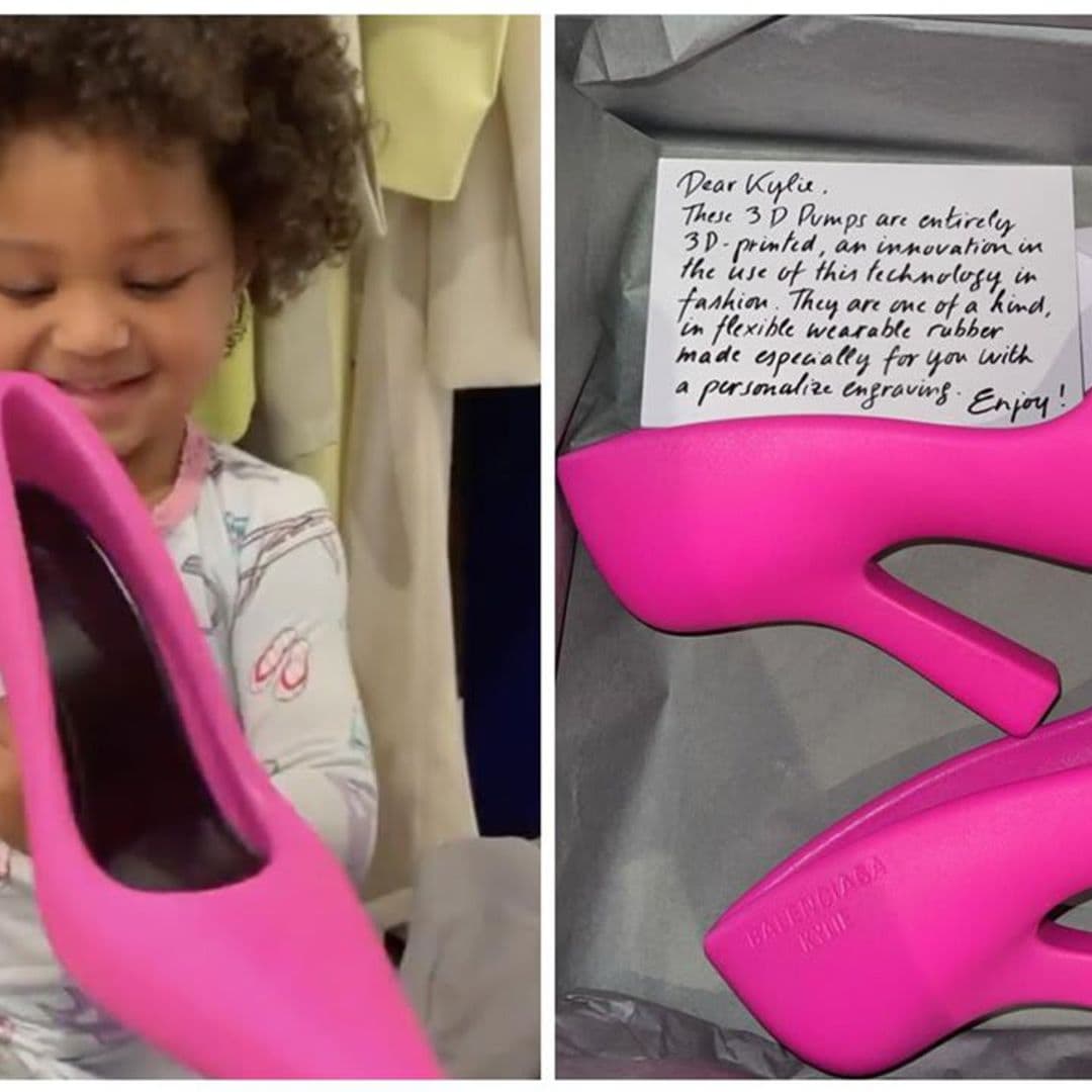 Watch! Stormi helps mom Kylie Jenner open 3D printed pink Balenciaga pumps