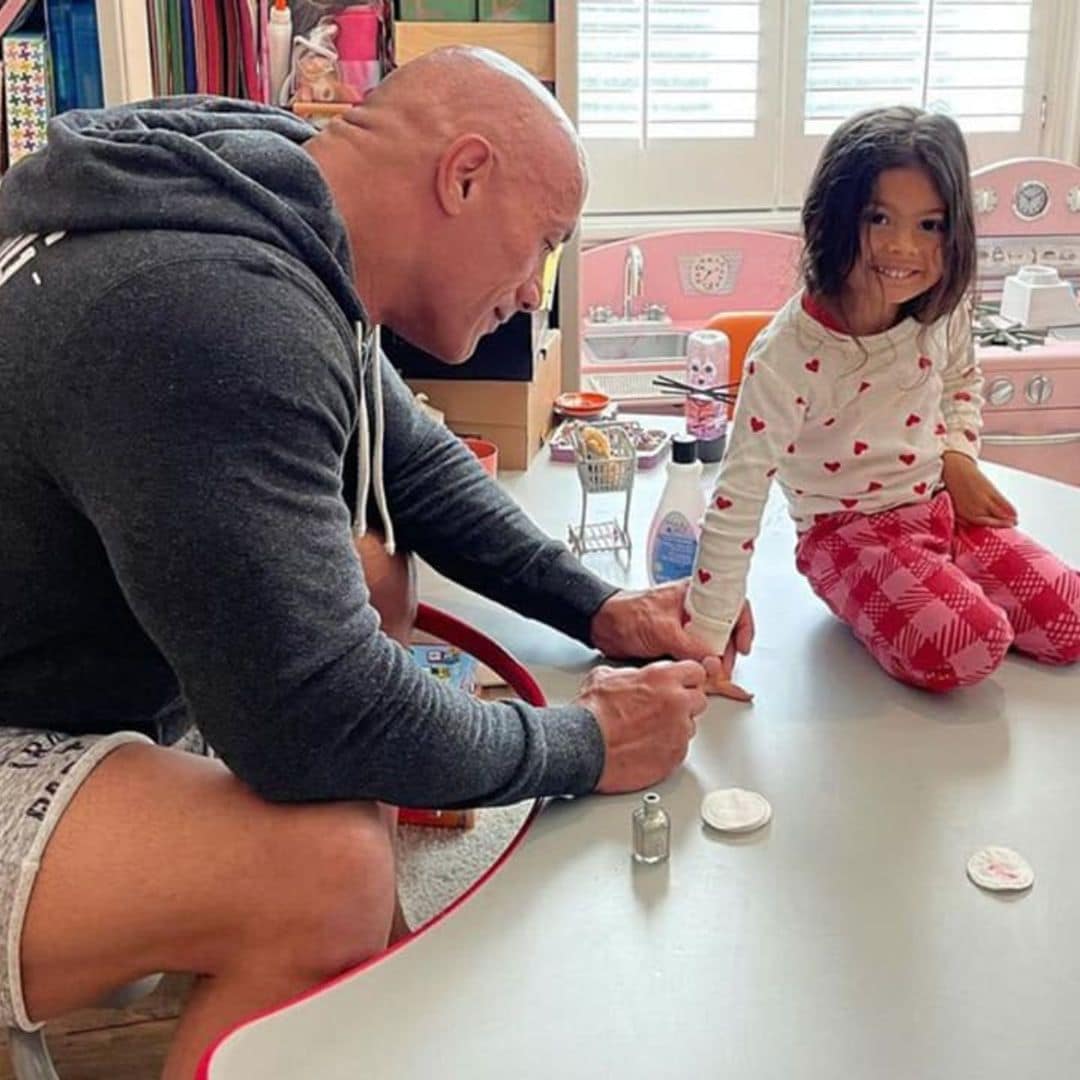 Dwayne Johnson adorably paints his 3-year-old daughter Tia’s nails