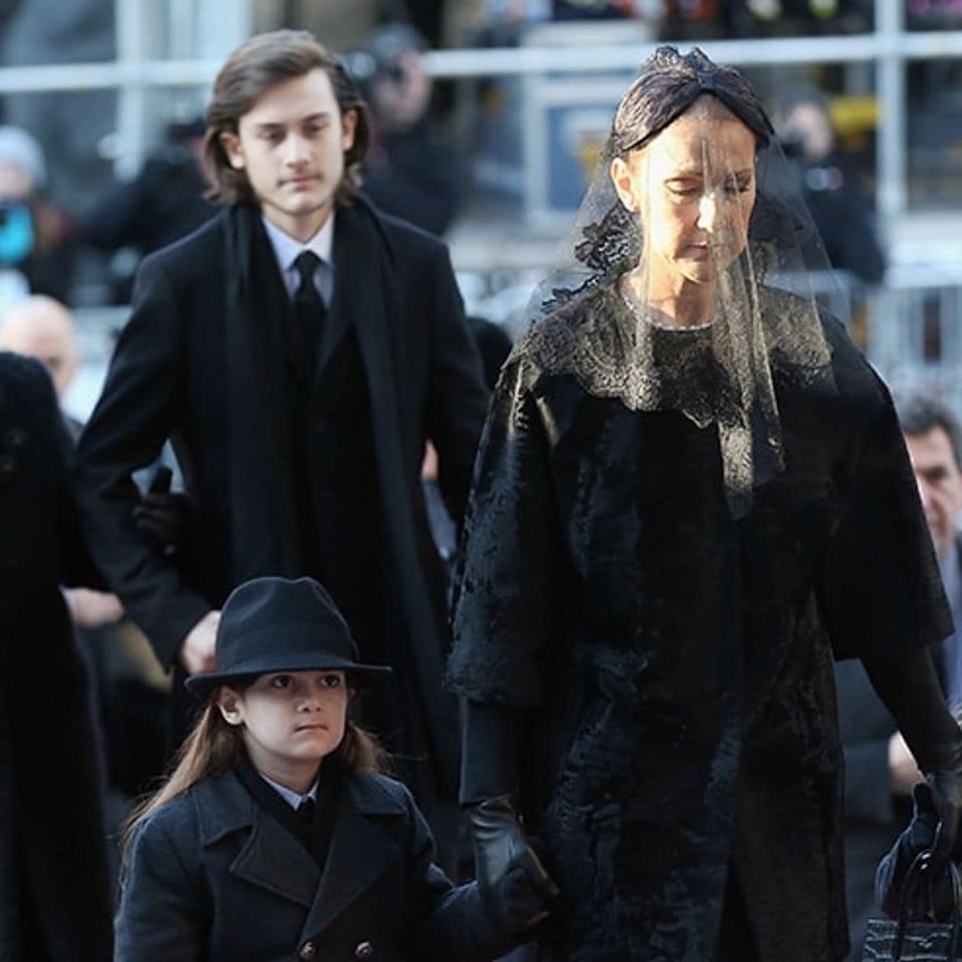 Celine Dion arrives at René Angélil's funeral, son promises to 'live up' to his father's 'standards'