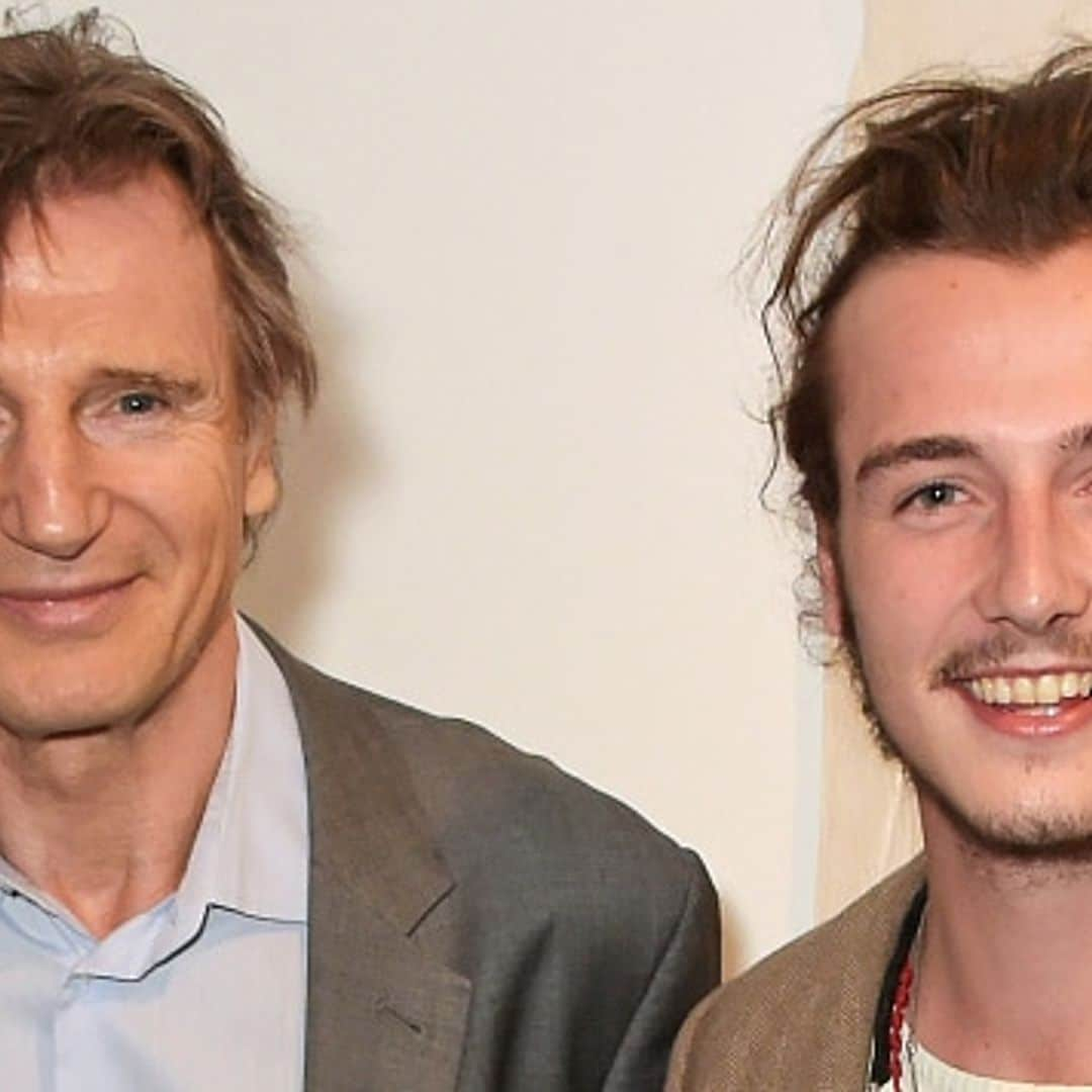 Liam Neeson supports son Micheál at gallery opening