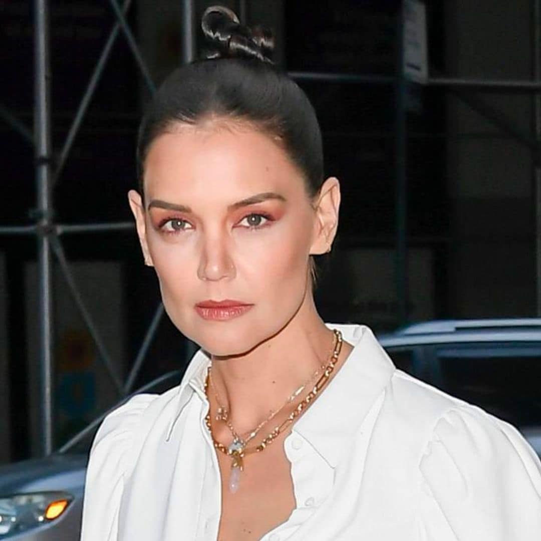 Katie Holmes stuns in all-white ensemble after Alice + Olivia runway show in NYC