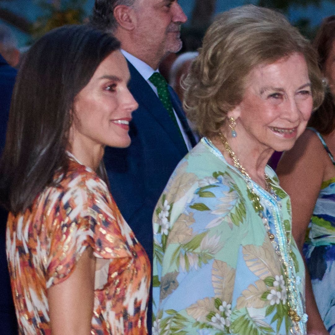 Prints in Palma de Mallorca! Queen Letizia and mother-in-law Queen Sofia step out in colorful looks