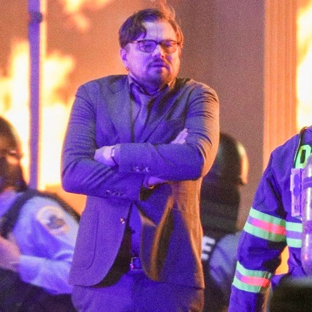 Leonardo DiCaprio is surrounded by flames while filming ‘Don’t Look Up’