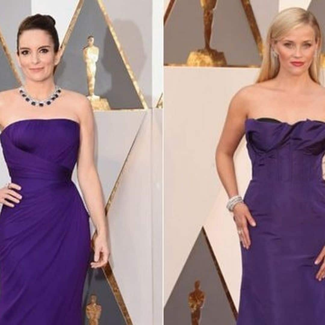 Reese Witherspoon and Tina Fey twinning at Oscars 2016