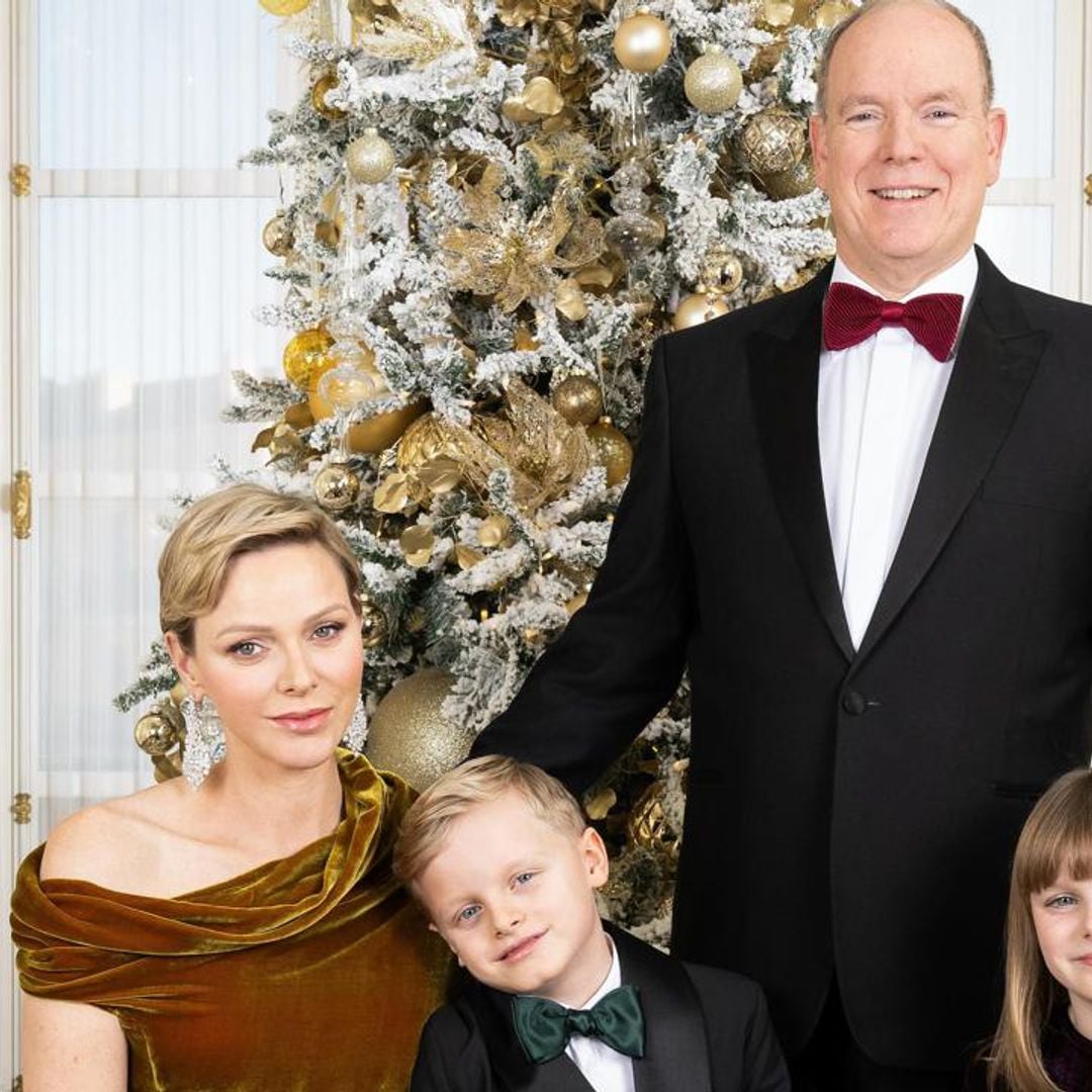 Princess Charlene stuns in velvet gown for family’s 2023 Christmas card photo