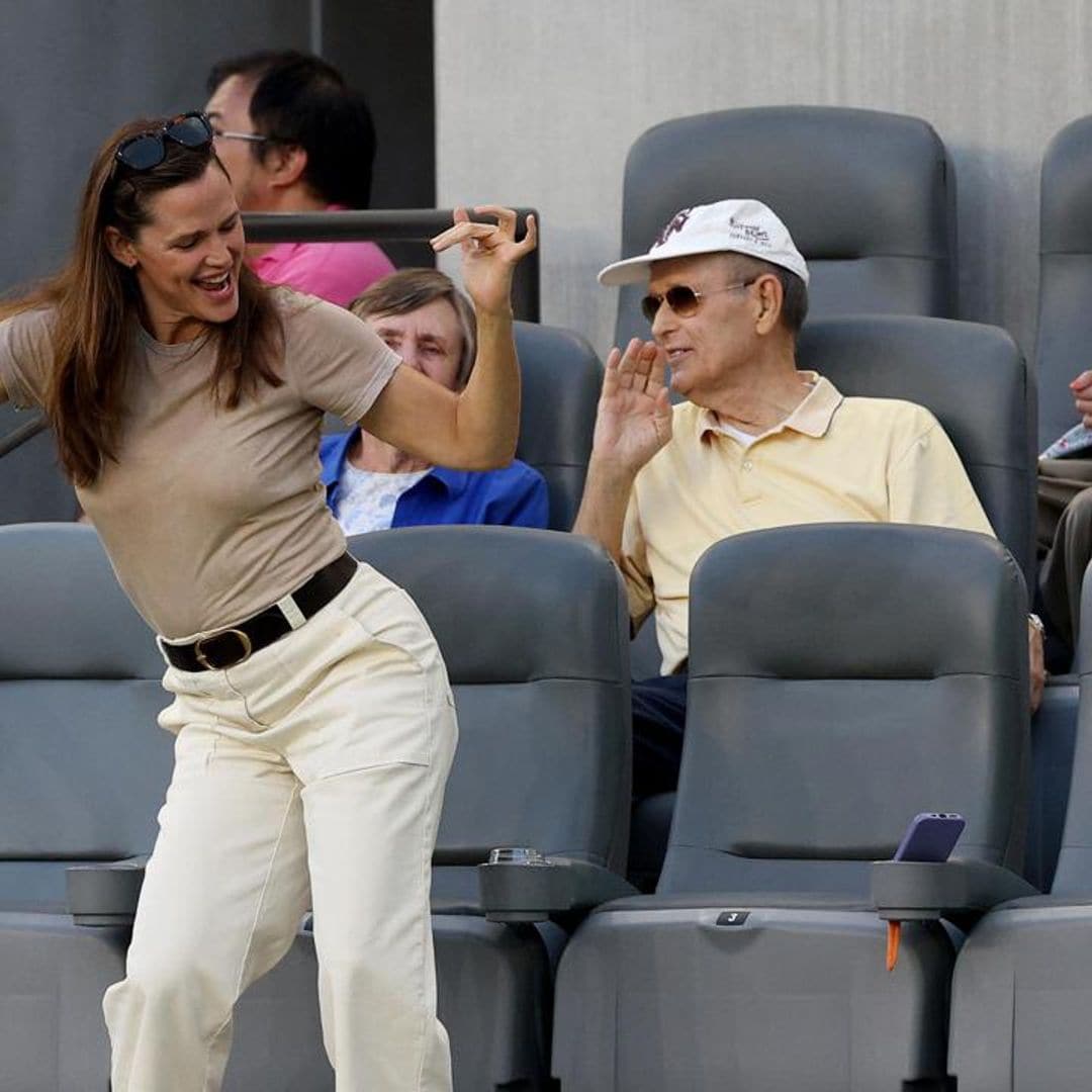 Jennifer Garner dances at the Angel City FC soccer game with Seraphina Affleck nearby