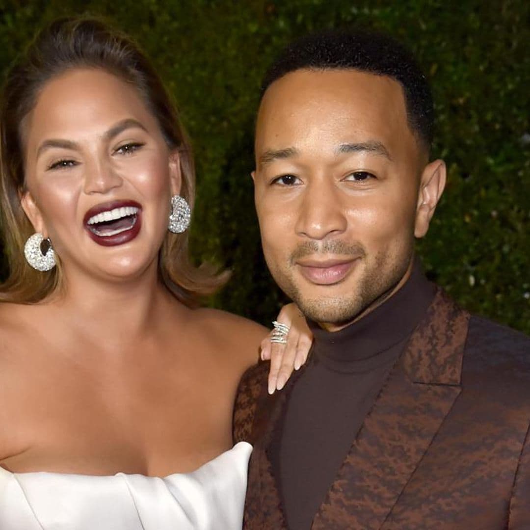 Chrissy Teigen and John Legend trade food with a fan and it's hysterical